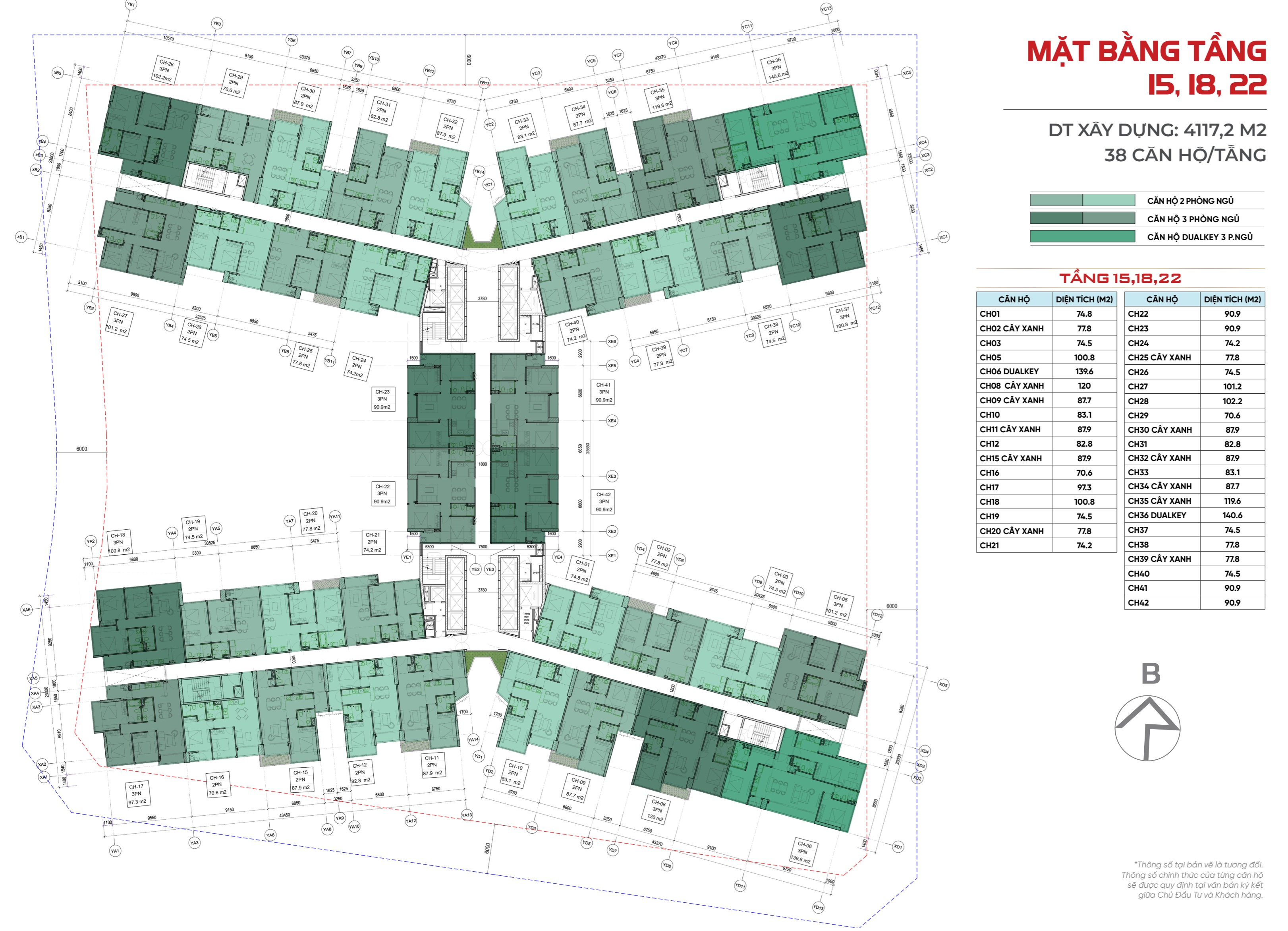 mặt bằng tầng 15-18-22-Sunshine River Park