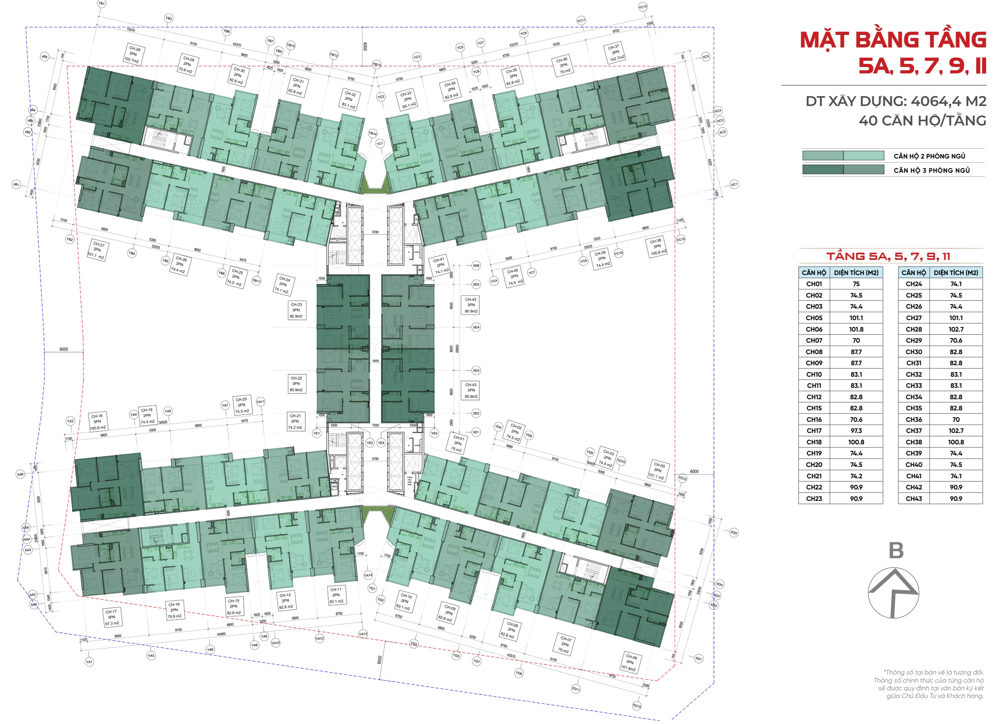 mặt bằng tầng 5A-5-7-9-11-Sunshine River Park